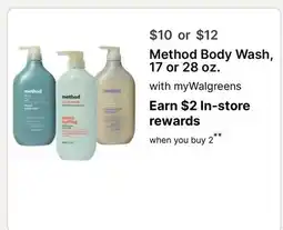 Walgreens Method Body Wash, 17 or 28 oz offer