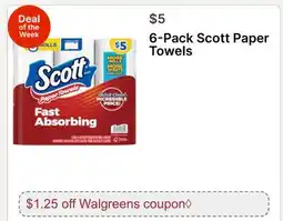 Walgreens 6-Pack Scott Paper Towels offer