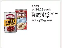 Walgreens Campbell's Chunky Chili or Soup offer