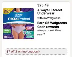 Walgreens Always Discreet Underwear offer