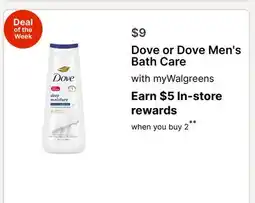 Walgreens Dove or Dove Men's Bath Care offer