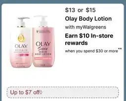 Walgreens Olay Body Lotion offer