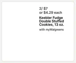 Walgreens Keebler Fudge Double Stuffed Cookies, 13 oz offer
