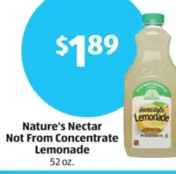 Aldi Nature's Nectar Not From Concentrate Lemonade offer