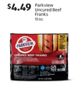 Aldi Parkview Uncured Beef Franks offer