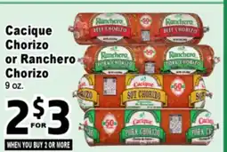 Superior Grocers Cacique Chorizo or Ranchero Chorizo offer