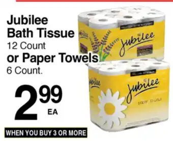 Superior Grocers Jubilee Bath Tissue 12 Count or Paper Towels 6 Count offer