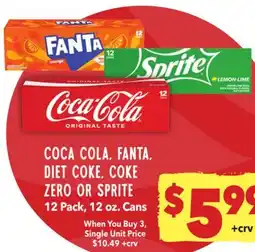 Vallarta Supermarkets COCA COLA, FANTA, DIET COKE, COKE ZERO OR SPRITE offer