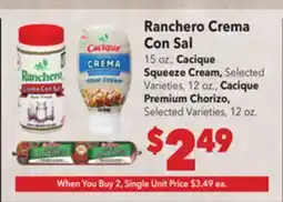 Vallarta Supermarkets Ranchero Crema Con Sal offer