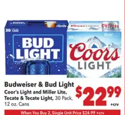Vallarta Supermarkets Budweiser & Bud Light offer