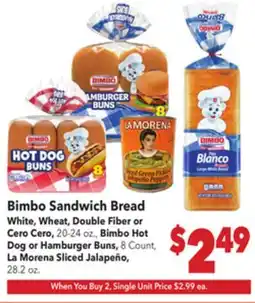 Vallarta Supermarkets Bimbo Sandwich Bread offer