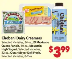 Vallarta Supermarkets Chobani Dairy Creamers offer