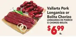 Vallarta Supermarkets Vallarta Pork Longaniza or Bolita Chorizo / LONGANIZA DE PUERCO O CHORIZO BOLITA offer