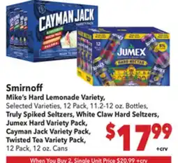 Vallarta Supermarkets Smirnoff Mike's Hard Lemonade Variety offer