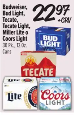 El Super Budweiser, Bud Light, Tecate, Tecate Light, Miller Lite o Coors Light offer