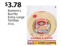 Aldi Romero's Burrito Extra-Large Tortillas offer