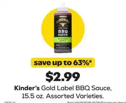 Grocery Outlet Kinder's Gold Label BBQ Sauce offer