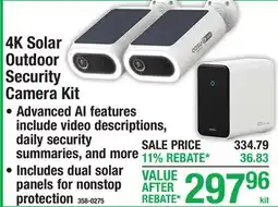 Menards 4K Solar Outdoor Security Camera Kit offer