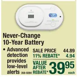 Menards Never-Change 10-Year Battery offer