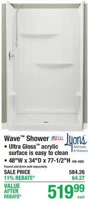 Menards Wave Shower offer