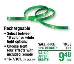 Menards Rechargeable FLEXIBLE TAPE LIGHTS offer