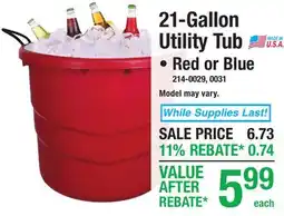 Menards 21-Gallon Utility Tub offer
