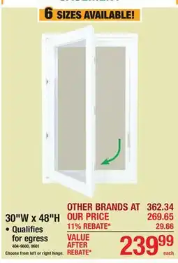 Menards 30W x 48H CASEMENT offer