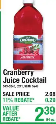 Menards Old Orchard Cranberry Juice Cocktail offer