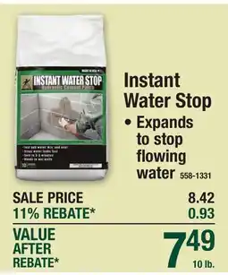 Menards Instant Water Stop offer