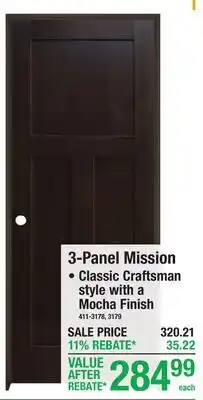 Menards PREFINISHED 3-Panel Mission offer