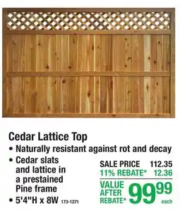 Menards Cedar Lattice Top offer