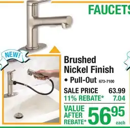 Menards Brushed Nickel Finish FAUCETS offer