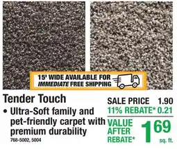 Menards Tender Touch Carpet offer