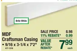 Menards MDF Craftsman Casing offer
