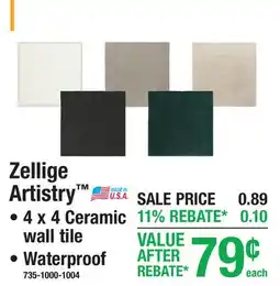 Menards Zellige Artistry Tile offer