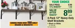 Menards 4-Pack 12 Heavy-Duty Shelf Brackets offer