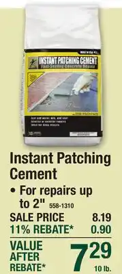 Menards Instant Patching Cement offer