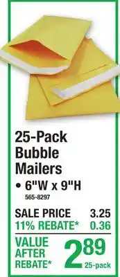 Menards 25-Pack Bubble Mailers offer