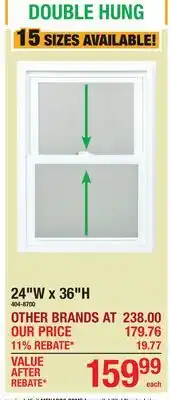 Menards 24W x 36H DOUBLE HUNG offer
