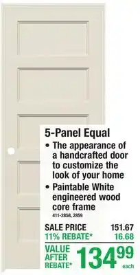Menards Mastercraft Prehung Interior Doors 5-Panel Equal offer