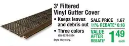 Menards 3' Filtered Vinyl Gutter Cover offer