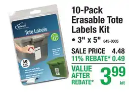 Menards 10-Pack Erasable Tote Labels Kit offer
