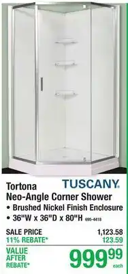 Menards TUSCANY Tortona Neo-Angle Corner Shower offer