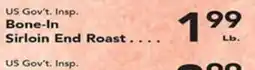 Eurofresh Market US Gov't Insp. Bone-In Sirloin End Roast offer