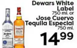 Rich's Fresh Market Dewars White Label Jose Cuervo Tequila Especial offer