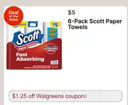 Walgreens 6-Pack Scott Paper Towels offer