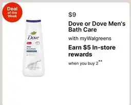 Walgreens Dove or Dove Men's Bath Care offer