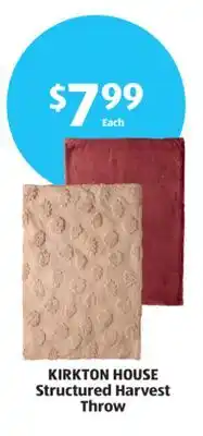Aldi KIRKTON HOUSE Structured Harvest Throw offer