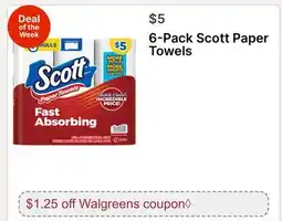 Walgreens 6-Pack Scott Paper Towels offer