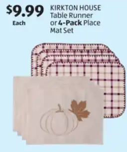 Aldi KIRKTON HOUSE Table Runner or 4-Pack Place Mat Set offer